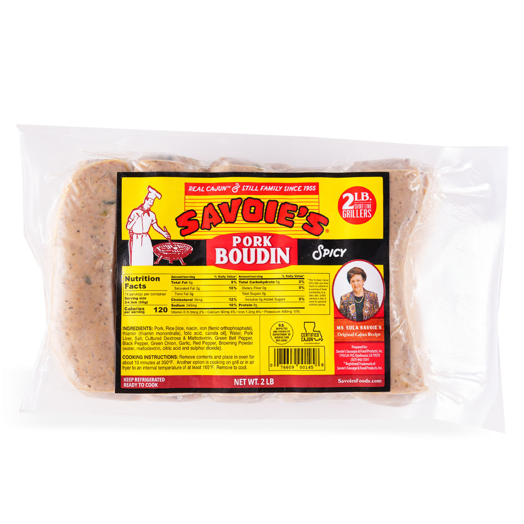 Pork Boudin - Spicy, 2 lbs | Savoie's Foods